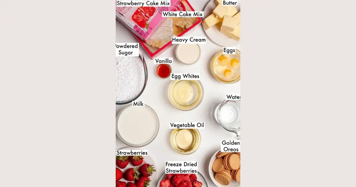 Strawberry Crunch Cake ingredients